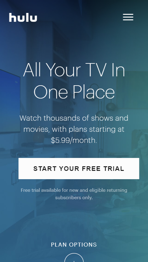 Hulu Mobile Home Page